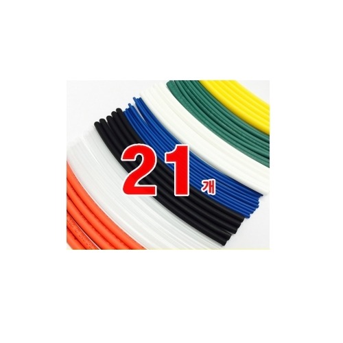 거상인 열수축튜브  Heat Shrink Tubing 150mm Φ10 21pcs (검정, 흰색, 빨강, 파랑, 노랑, 녹색, 투명)  GST-15100