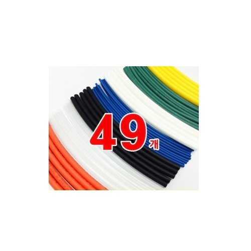 거상인 열수축튜브  Heat Shrink Tubing 150mm Φ3.0 49pcs (검정, 흰색, 빨강, 파랑, 노랑, 녹색, 투명)  GST-15030