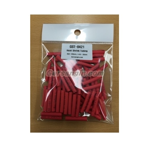 거상인 열수축튜브  Heat Shrink Tubing Red-100pcs_ Φ4.0*30mm GST-8421