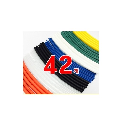 거상인 열수축튜브  Heat Shrink Tubing 150mm Φ4.0 42pcs (검정, 흰색, 빨강, 파랑, 노랑, 녹색, 투명)  GST-15040