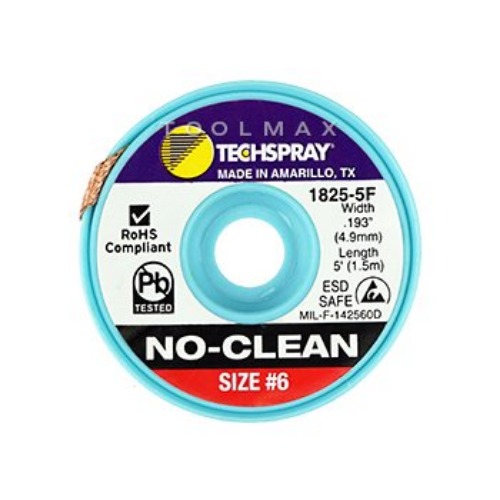 테크스프레이 /  TECHSPRAY  솔더윅 1825-5F NO-CLEAN 4.9mm*1.5M / 솔더위크
