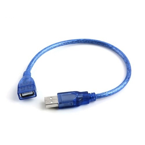 [컴스/Coms]  USB 연장 케이블 30cm, short, USB 2.0 M/F A타입 AM to AF(AA형/USB-A to USB-A), Blue 투명/ BE483